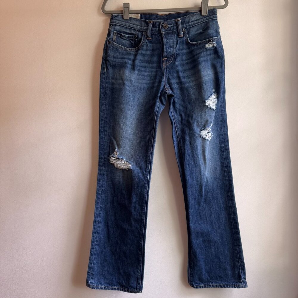 Abercrombie & Fitch The A&F Boot Button Fly Distressed Jeans Men's Size 28 x 30